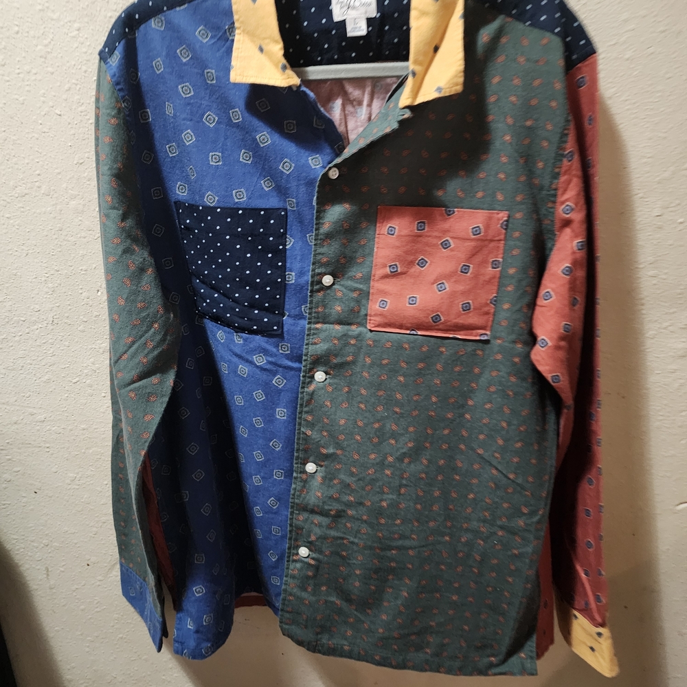 J. Crew Multicolor Patchwork Button Down Shirt - image 4